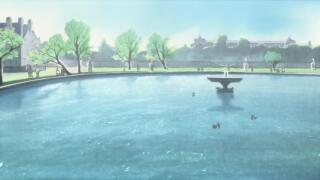 Кряквы медленно плавают в фонтане